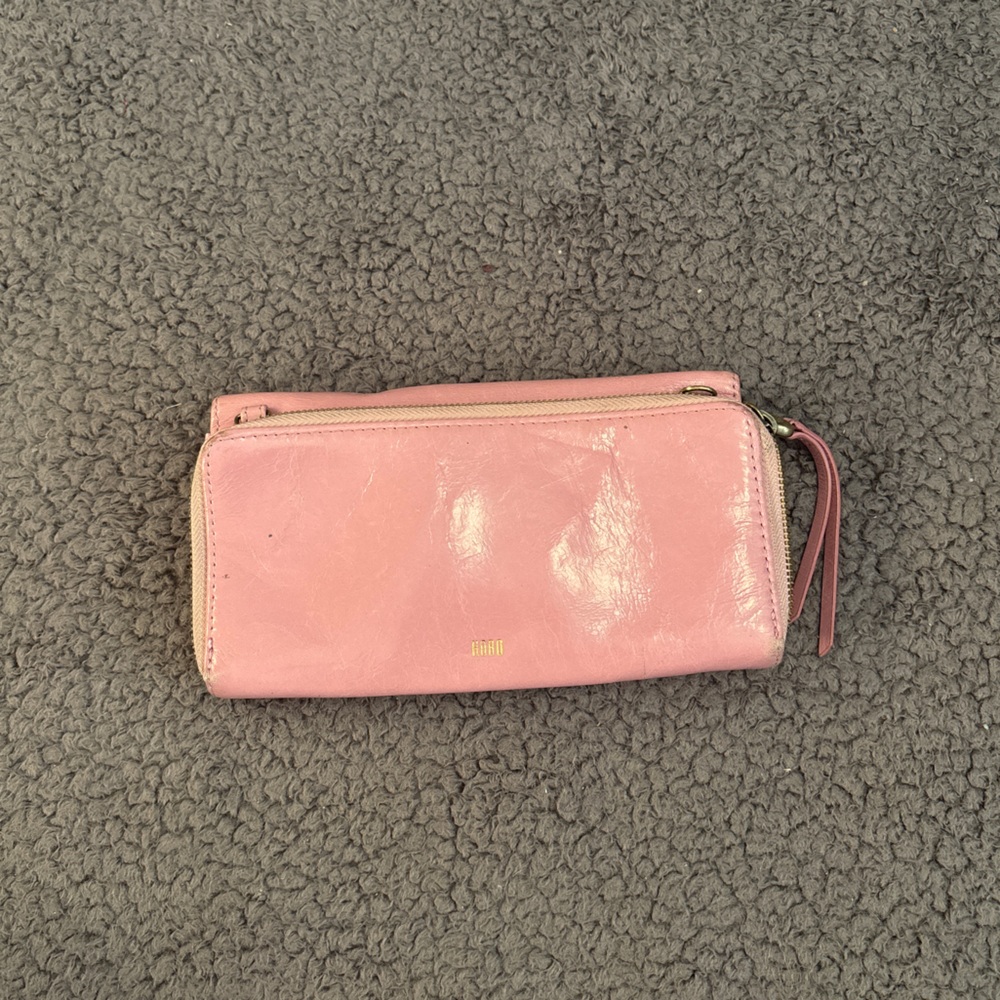 Hobo wallet pink leather clutch casual feminine maximalist luxury - Picture 4 of 10